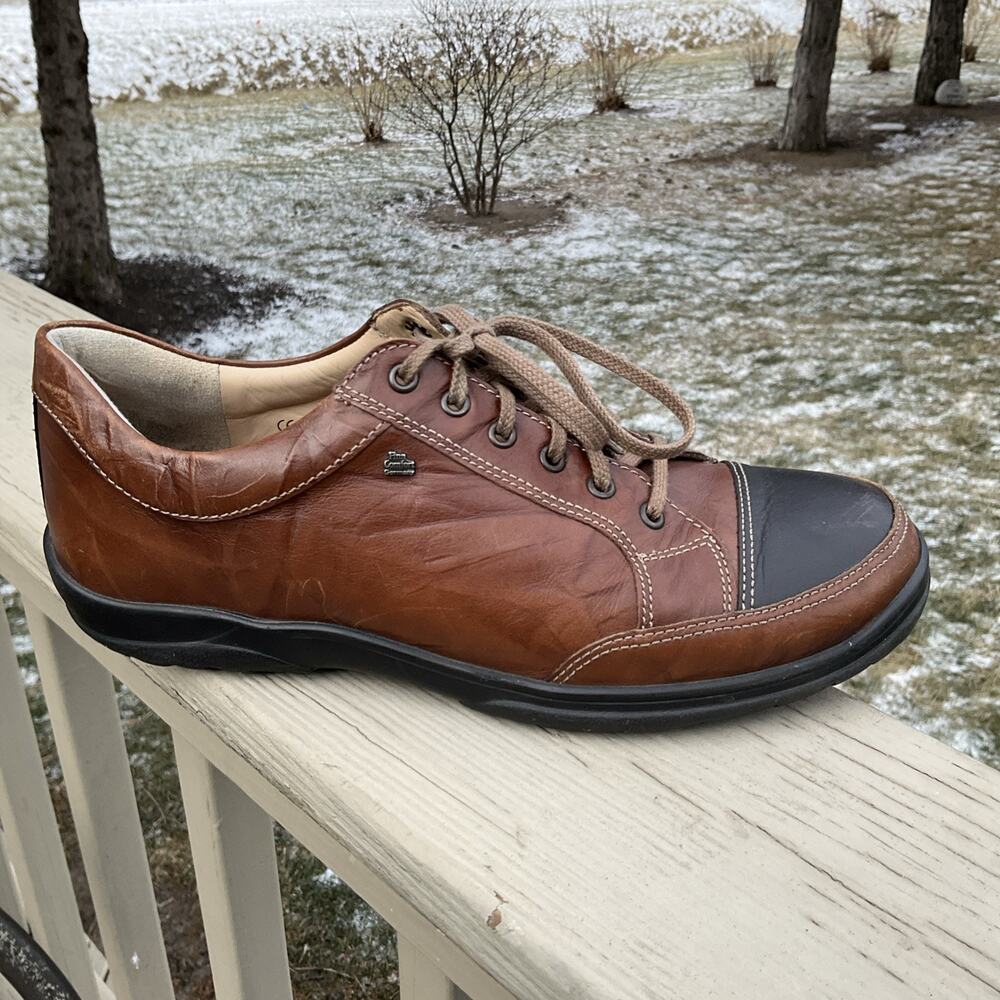 Finn Comfort Alamo Size US 9 UK 8.5 Men's‎ Brown W/ Black toe cap Leather Shoes